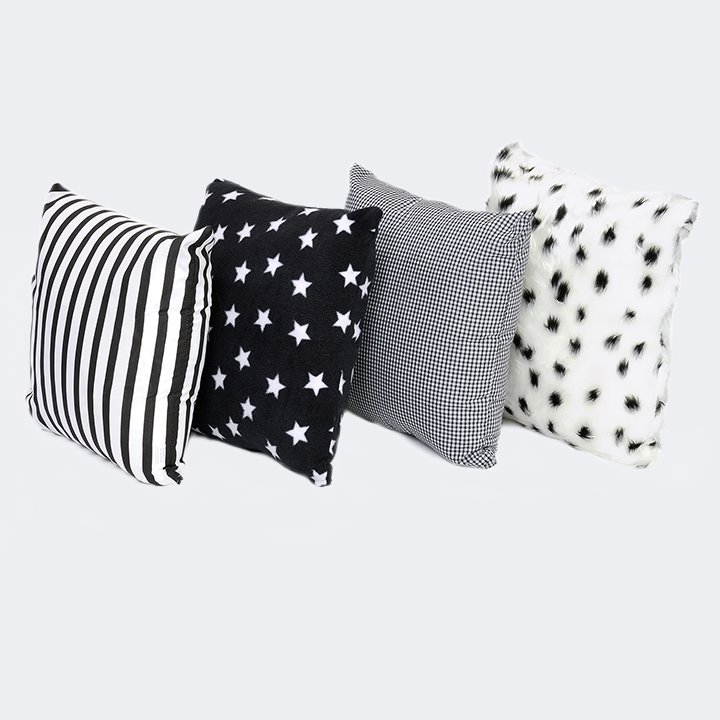 Black and white themed cushions