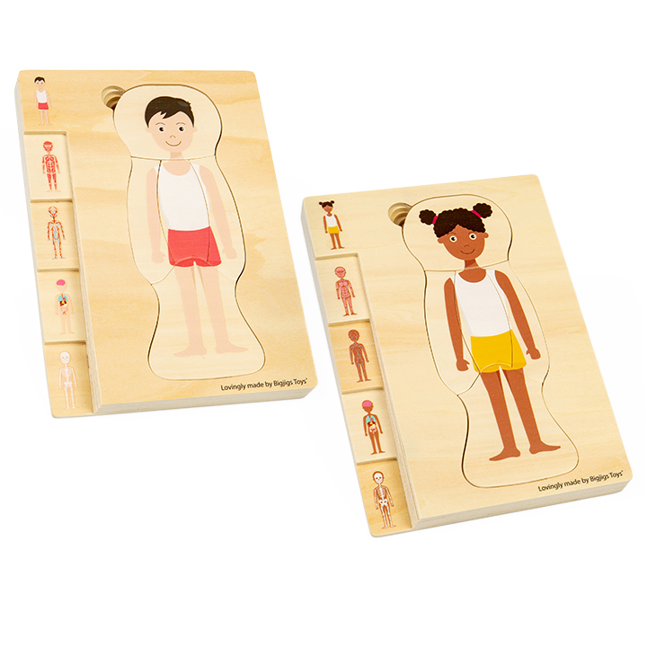 Set of two wooden layered puzzles