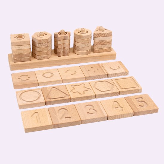 Wooden game with tactile tiles
