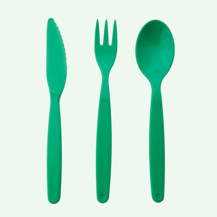 Knife, fork and spoon green
