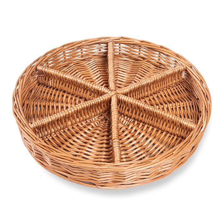 wicker basket with dividers for sorting and counting