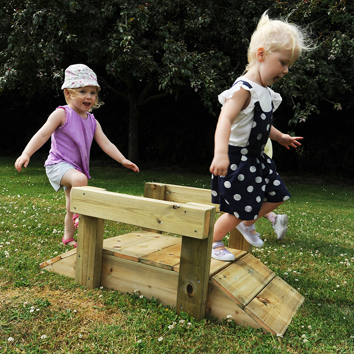 Two children on play bridge