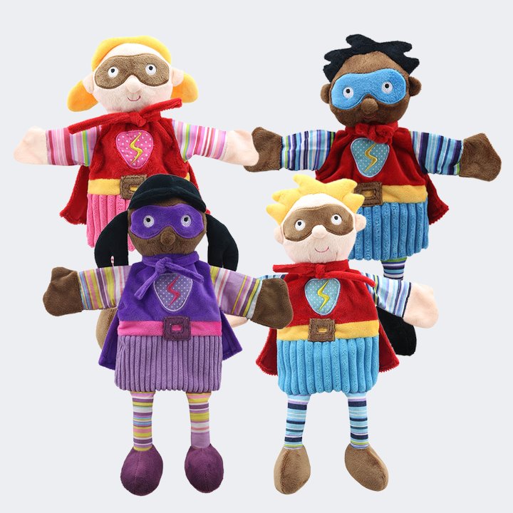 Set of four hand puppets