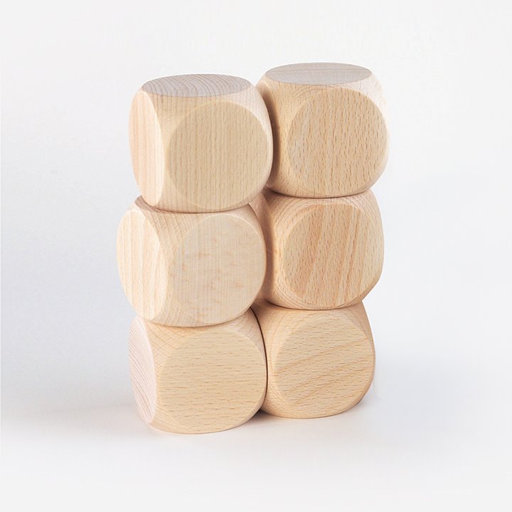 10 smooth beech wood cubes 50mm