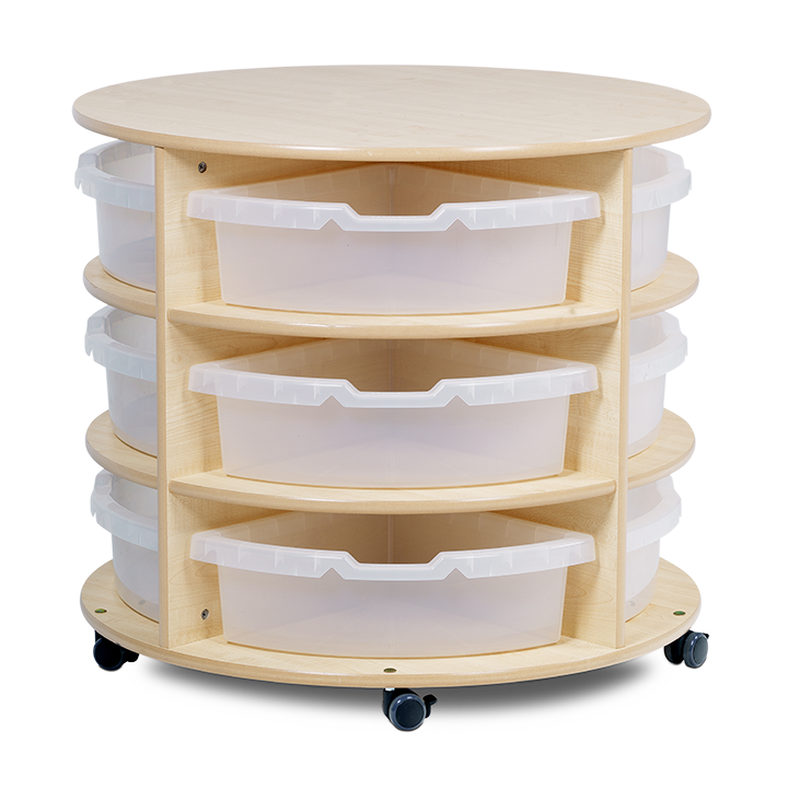 Storage unit with clear plastic storage bins