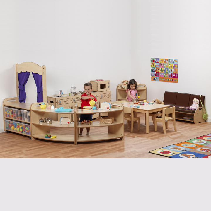 Two children playing in set up home zone