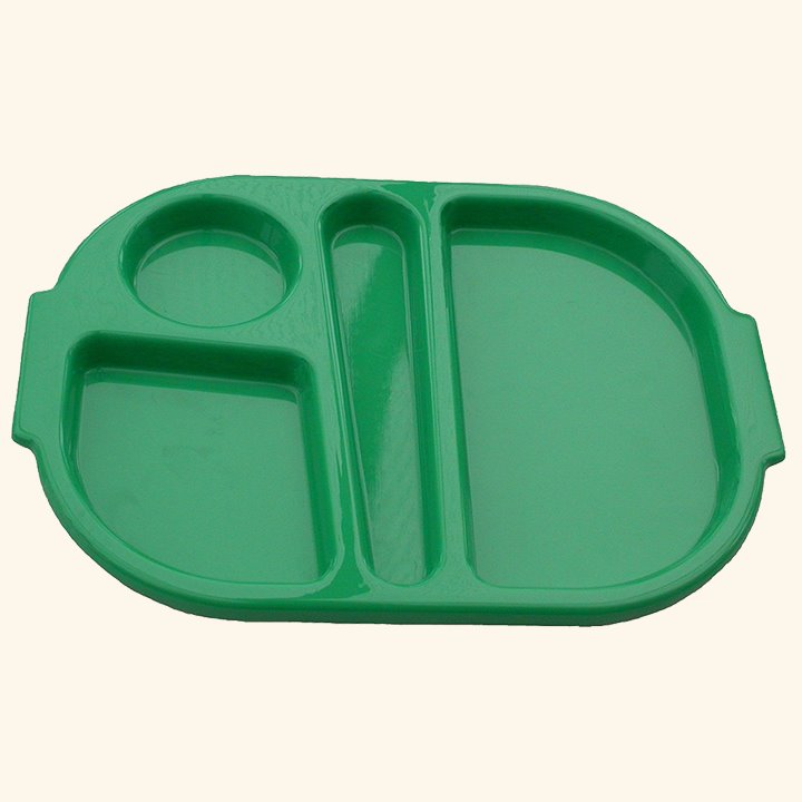 Green polycarbonate meal tray