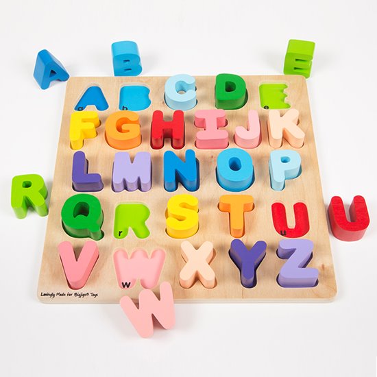 Chunky upper case coloured wood puzzle