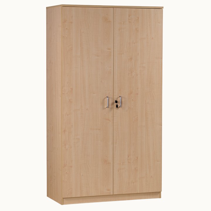 Tall lockable cupboard with doors closed