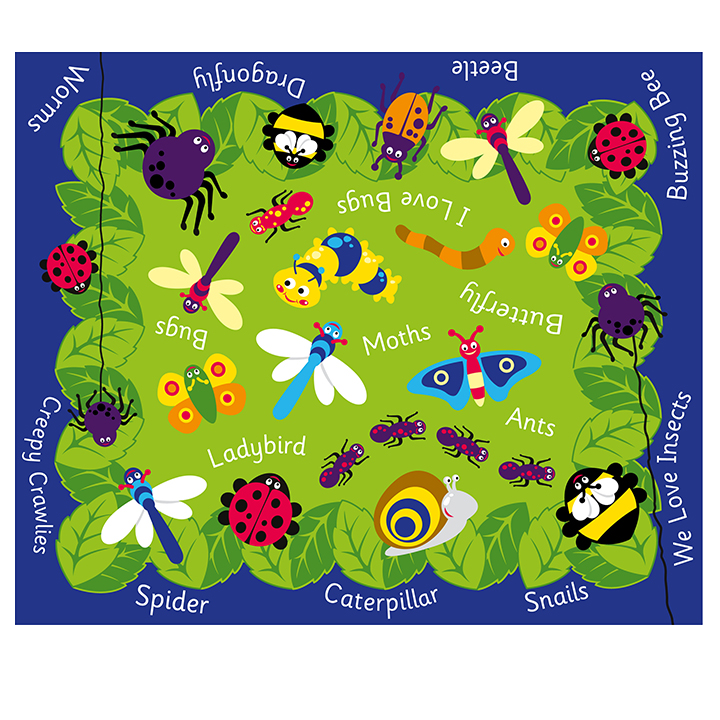 Birds eye view of mini beasts carpet