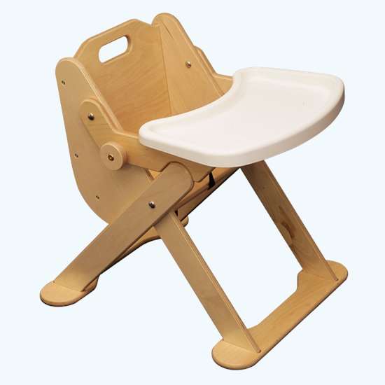 Plywood and plastic low-level high chair
