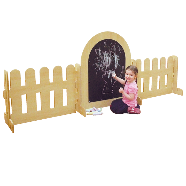 Wide view of child and fence panels