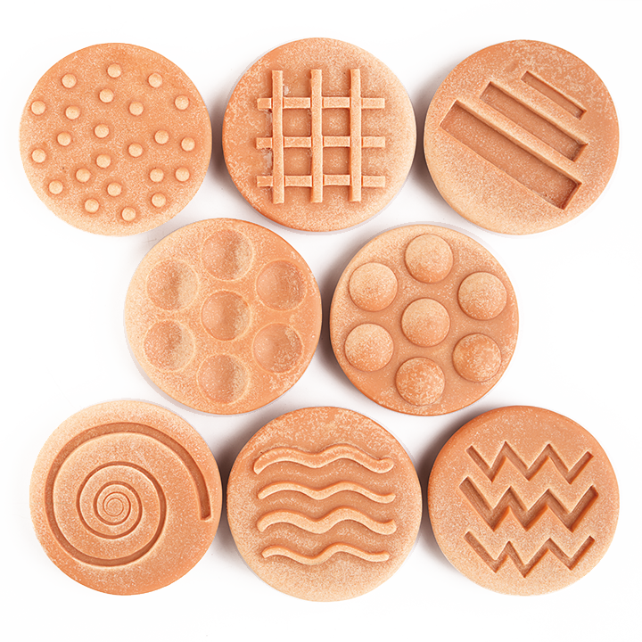 Raised and indented patterns and shapes - set of 8