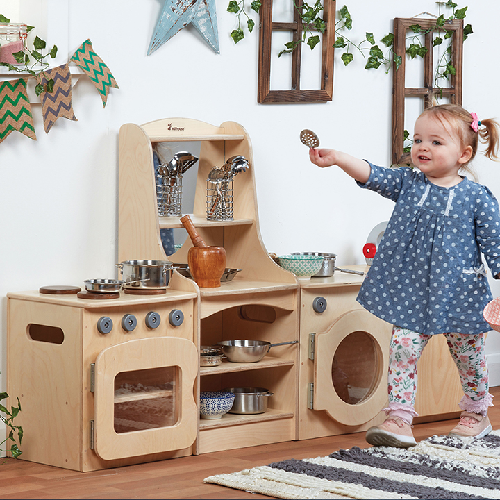 Toddler Kitchen - 4 piece set including Storage Unit - Early Years Direct