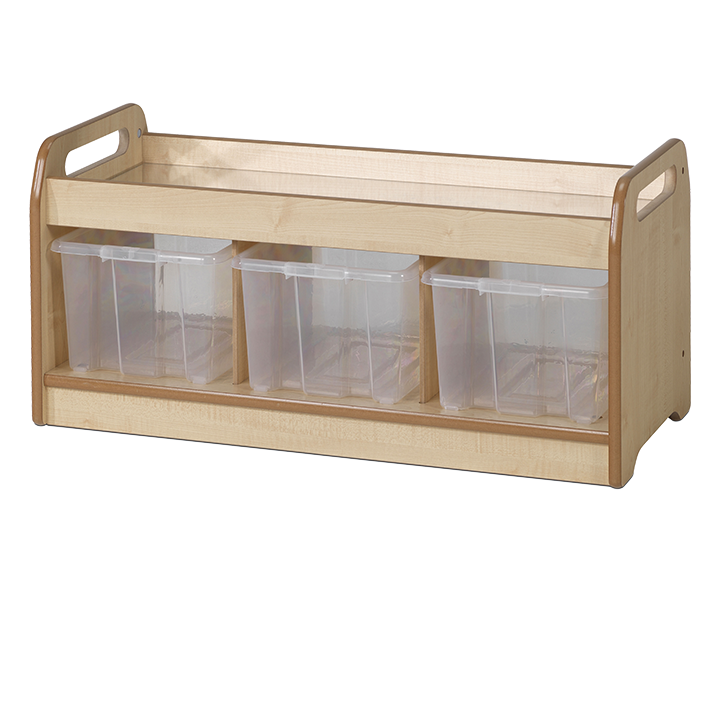 Low level unit with plastic bins