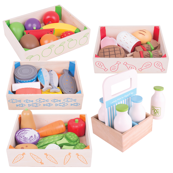 Set of healthy eating crates