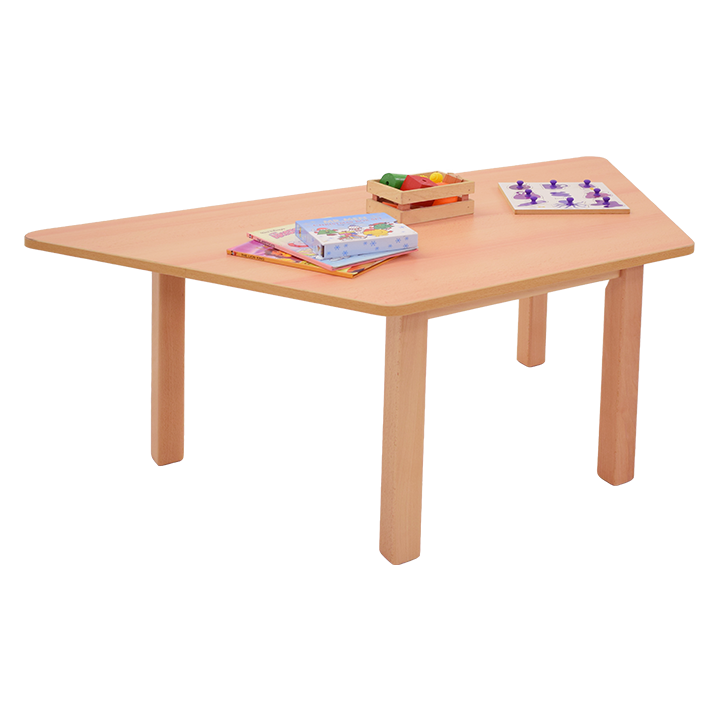 Trapezoid childrens table in wood effect for a natural look