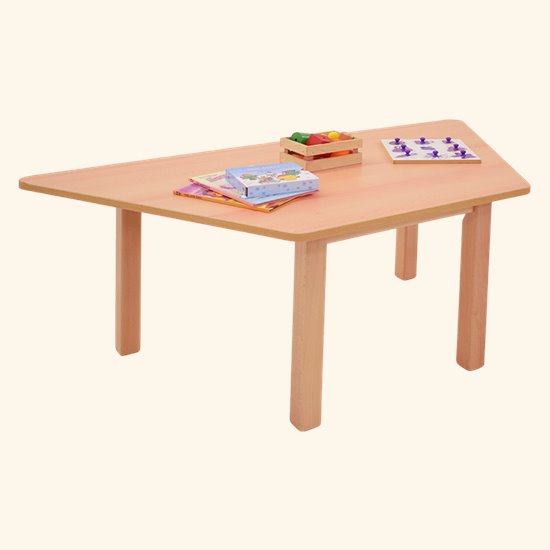 Trapezoid childrens table in wood effect for a natural look