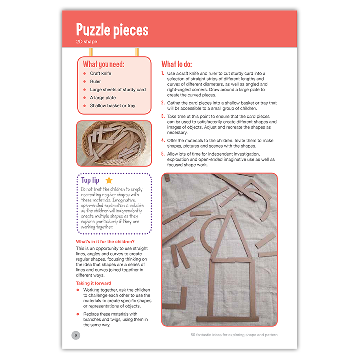 A single page insert from a book on 50 Fantastic Ideas for Exploring Shape and Pattern