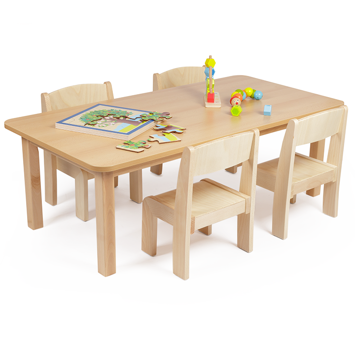 Table with wood effect top and 4 chairs