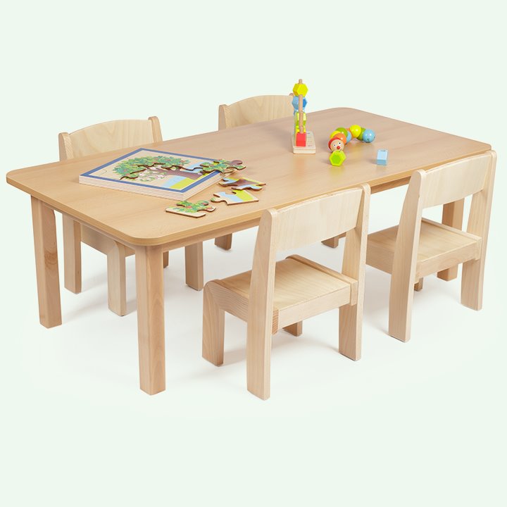 Table with wood effect top and 4 chairs