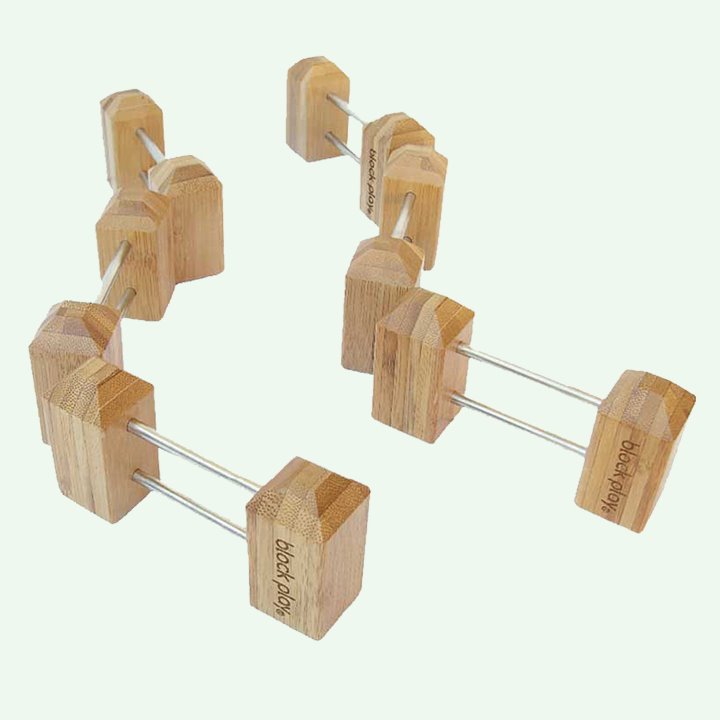 Bamboo block play fences with metal rods