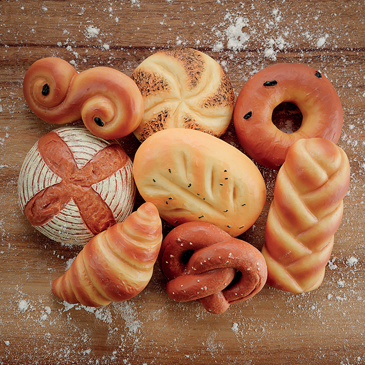 Sensory stones shaped into bread rolls for role-play