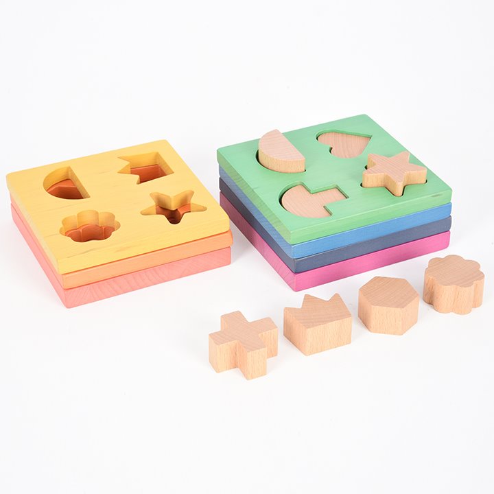 Pattern Shape Stacker Rainbow Wooden Shape Stacker - Early Years Direct
