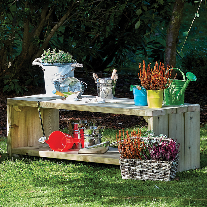 Low shelf for outdoor resources