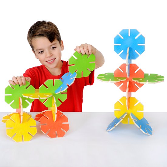 Child with Chunky wooden pieces designed for small hands