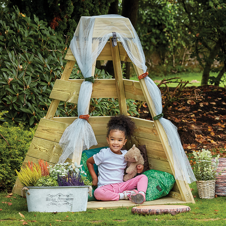 Tent shaped wooden den