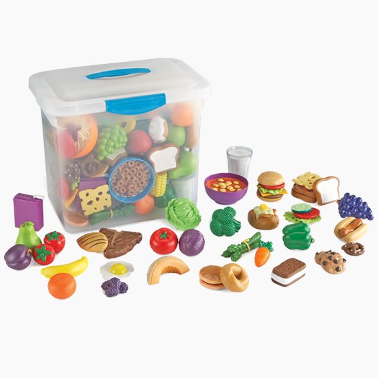 Large set of pretend food items for role play