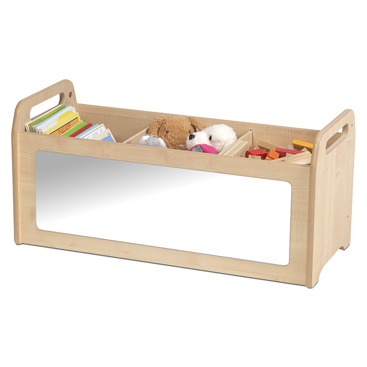 Storage box with mirrored sides
