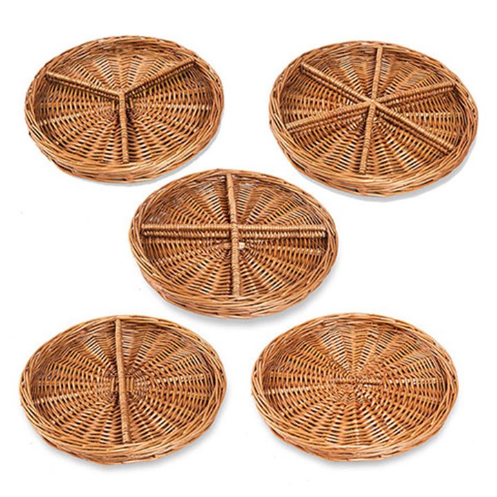 Wicker basket with dividers for sorting and counting