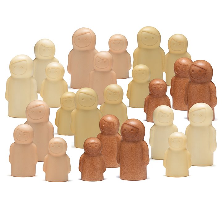 Groups of little people families in a range of colours