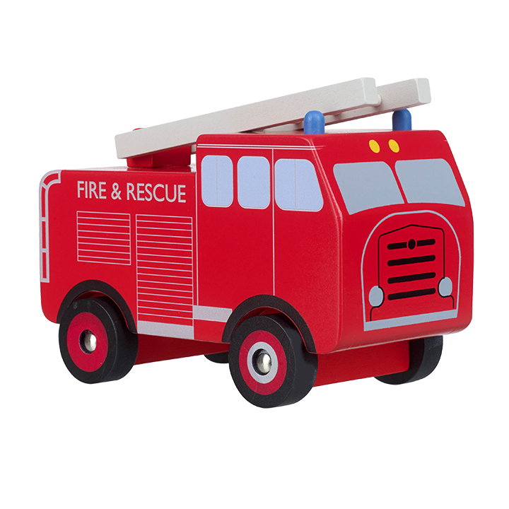 Wooden push toy fire engine
