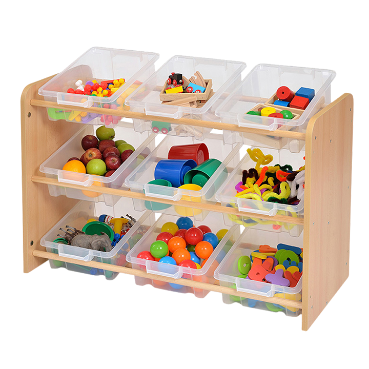 Tilted bins for easy access and effective display