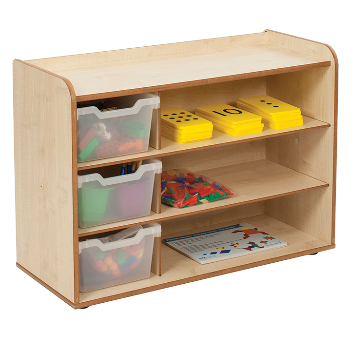 3 compartment open shelf storage unit