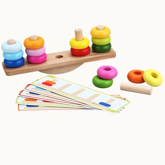 Coloured sustainable wood balance game