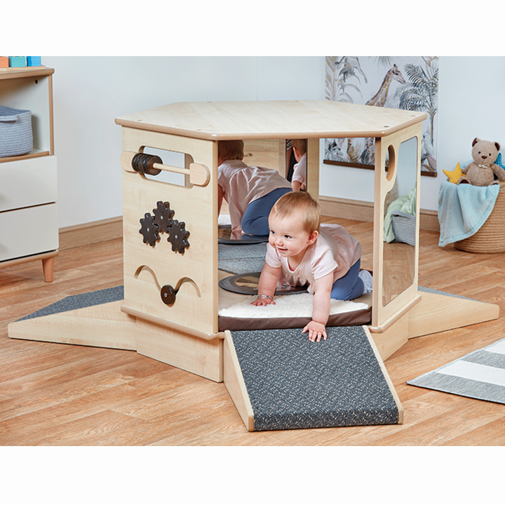 Activity den with ramps and mat