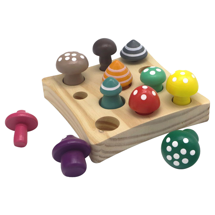 Wooden matching mushroom number game