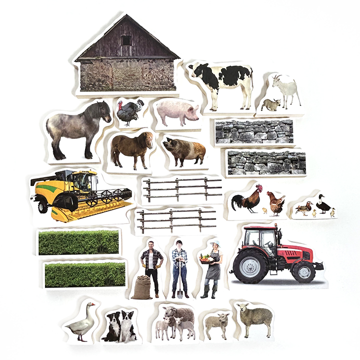 Picture blocks on a farm theme