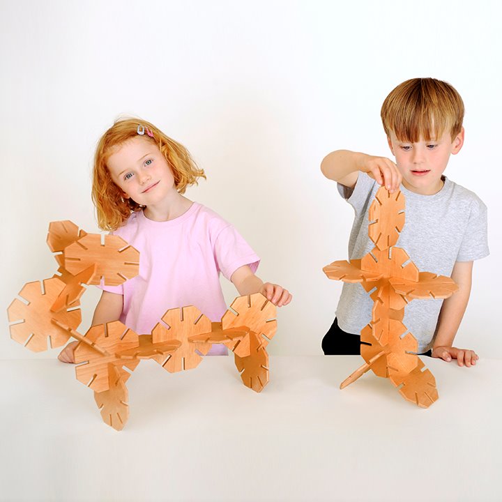 Two children Chunky wooden pieces designed for small hands