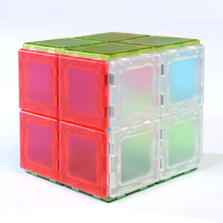 Solid box made from translucent polydron squares