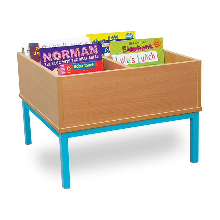 Assembled low level book storage on legs