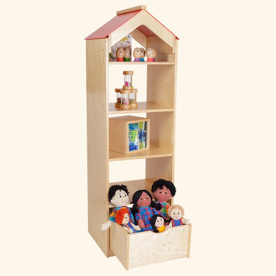 Tall play tower with toy drawer