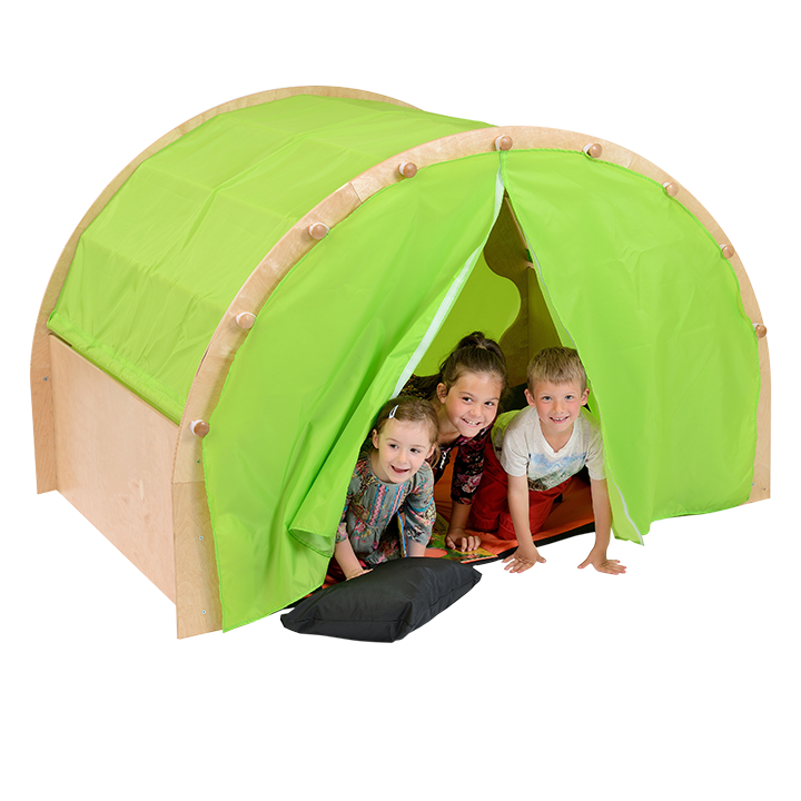 Play pod with green canopy