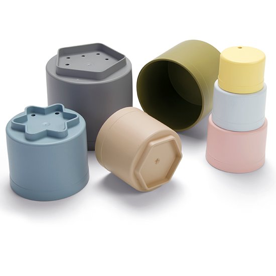 Subtle colour bio plastic stacking cups