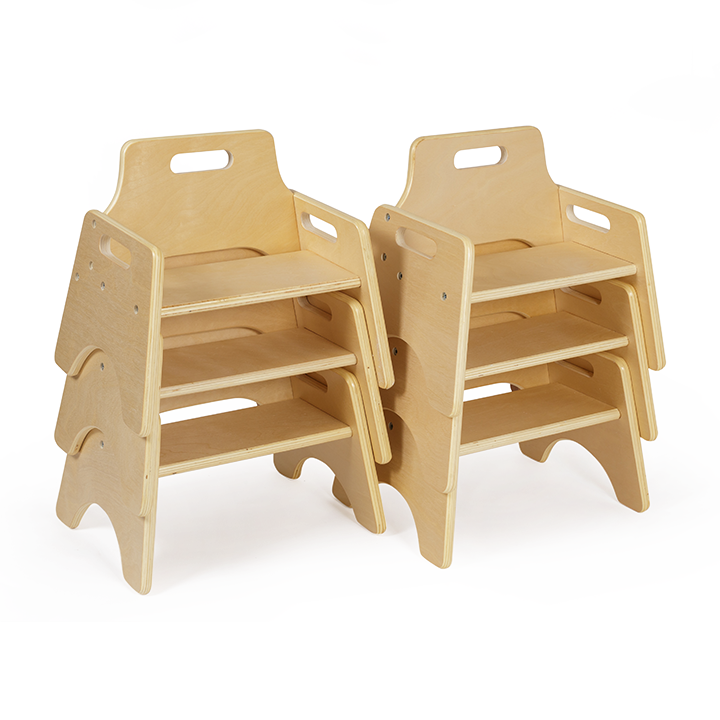 Traditional chairs stacks of four or six