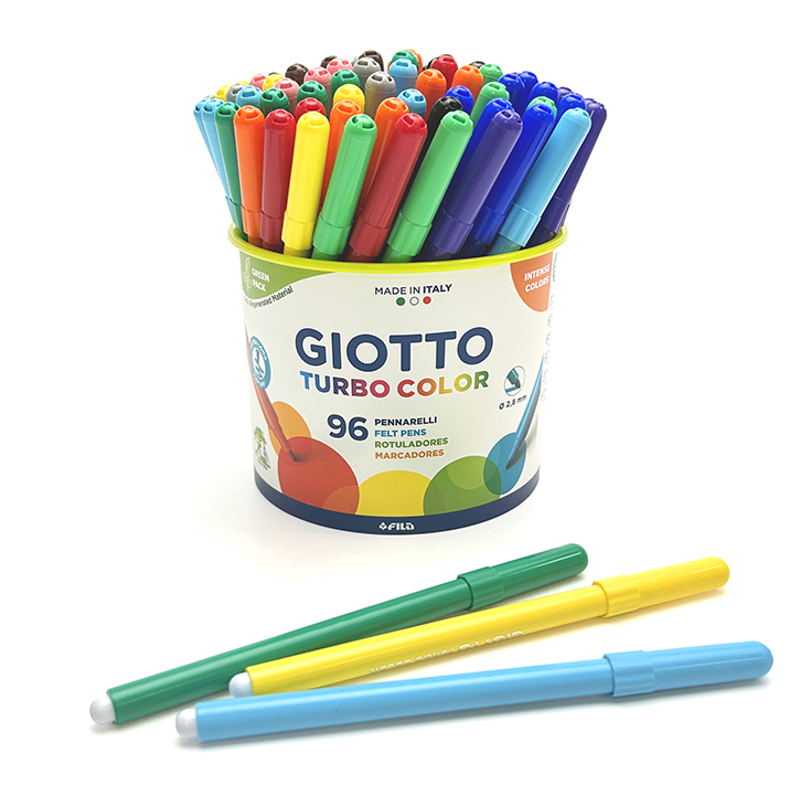 96 felt tips in a pot for classes